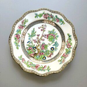 Antique Coalport Indian Tree DINNER Plate, Multicolor Scalloped, c.1891-1920